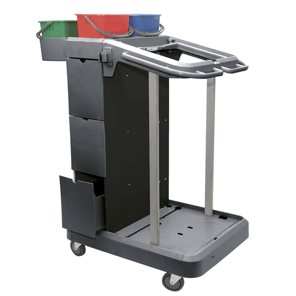 Carrello per pulizie UNI-J 11 - multifunzione - con mobiletto 3 cassetti - 24 L - 75 x 60 x 118 cm - Taxon