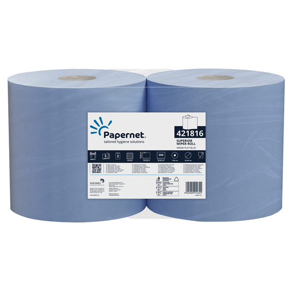 Bobina asciugatutto Superior - 3 veli - 19 gr - diametro 25 cm - 23,6 cm x 150 m - blu - Papernet