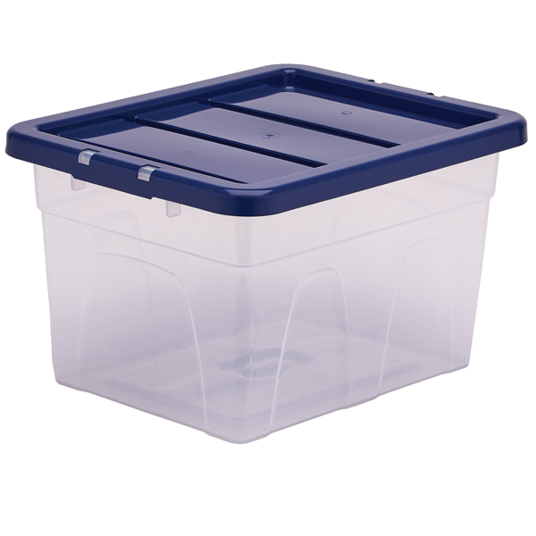 Contenitore multiuso Bankers Box - 37 x 40 x 24,5 cm - 22 L - PP - con coperchio blu - trasparente - Fellowes