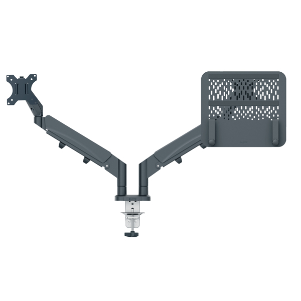 Braccio salvaspazio - per 2 monitor & laptop - grigio scuro - Leitz
