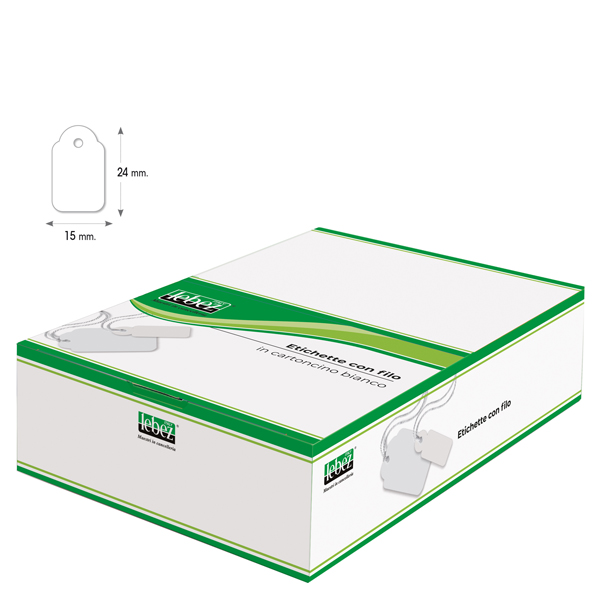 Etichette con filo A388 - 15 x 24 mm - bianco - Lebez - conf. 1000 pezzi