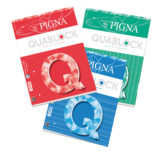 Blocco collato Quablock Original - A5 - 1 rigo - 80 gr - 50 fg - Pigna