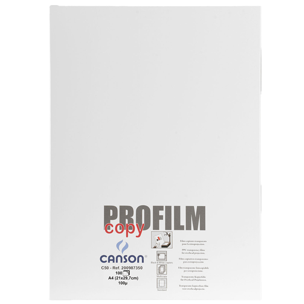 Lucidi C50 Profilm Copy per fotocopiatrici bianco/nero - 100 fogli A4 - senza retrofoglio - Canson