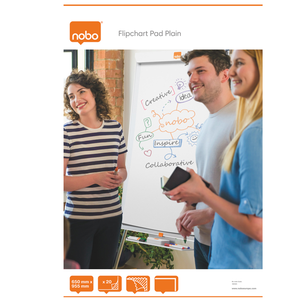 Blocco per lavagna - 20 fogli - 67 x 97 x 0,3 cm - bianco - Nobo