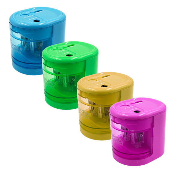 Temperamatite elettrico 4306 con contenitore - 2 fori - colori assortiti - Lebez