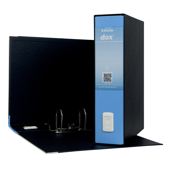 Registratore Dox 2 - dorso 8 cm - protocollo 23x34 cm - azzurro - Esselte Dox