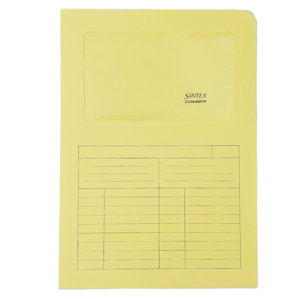 Cartellina a L con finestra Sintex - 120 gr - A4 - giallo - Blasetti - conf. 50 pezzi
