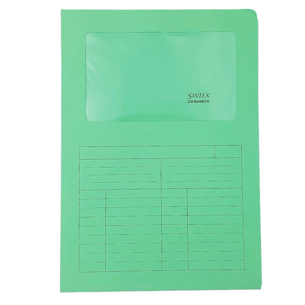 Cartellina a L con finestra Sintex - 120 gr - A4 - verde - Blasetti - conf. 50 pezzi
