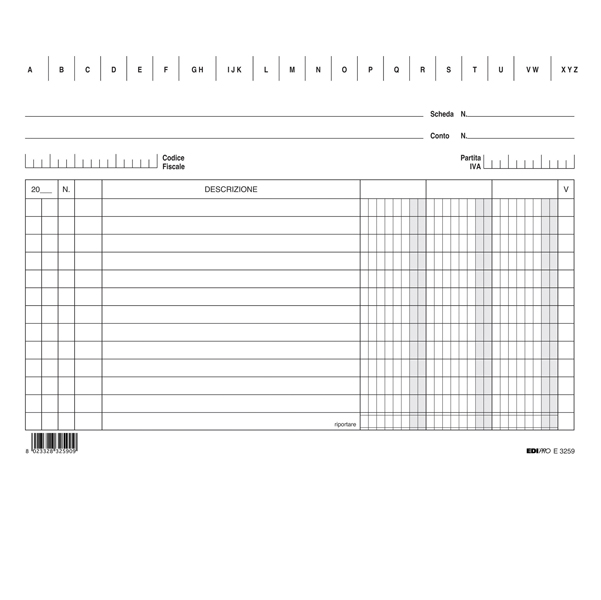 Schede - 3 colonne - 15 x 21 cm orizzontale - Edipro - conf. 100 pezzi