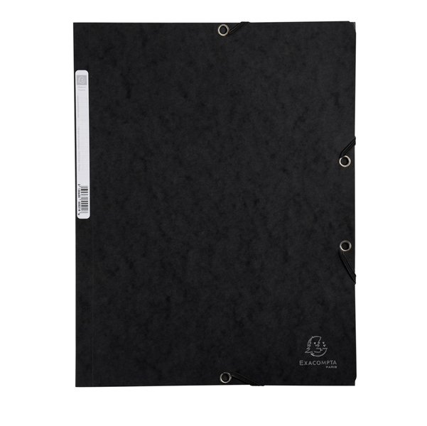 Cartella 3 lembi con elastico angolare - A4 - dorso 0,3 cm - cartoncino Lustrè - nero - Exacompta