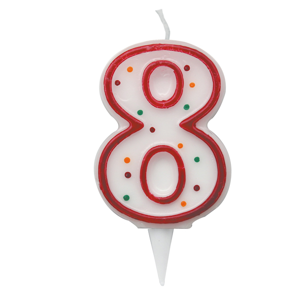 Candelina Zuccherino - numero 8 - H 8.5 cm - Big Party