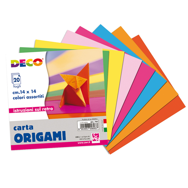 Carta per origami - 14x14cm - colori assortiti - DECO - Conf. da 20 fogli