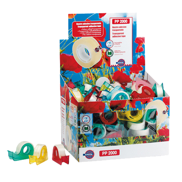 Nastro adesivo in chiocciola - 15 mm x 10 m - acrilico - color assortiti - Eurocel