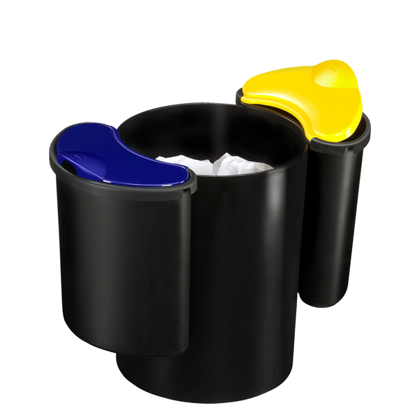 Cestino raccolta differenziata 516 - altezza 33,7 cm - diametro 26 cm - nero/giallo/blu - Cep