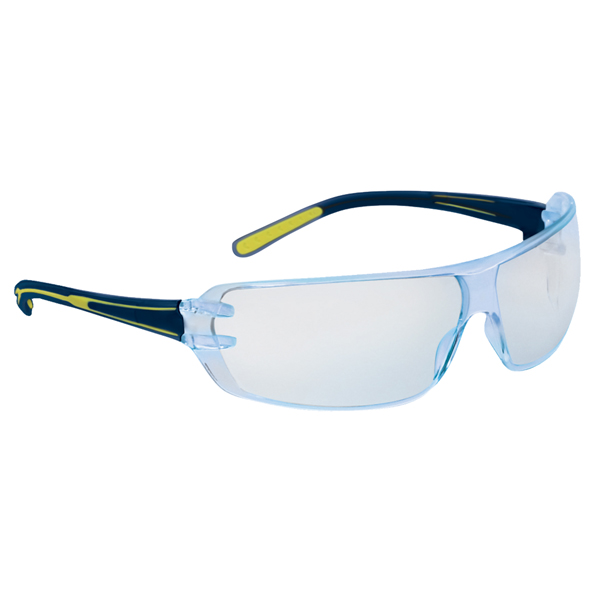 Occhiali detectabili Helium2 - policarbonato - monoblocco - trasparente/blu - Deltaplus