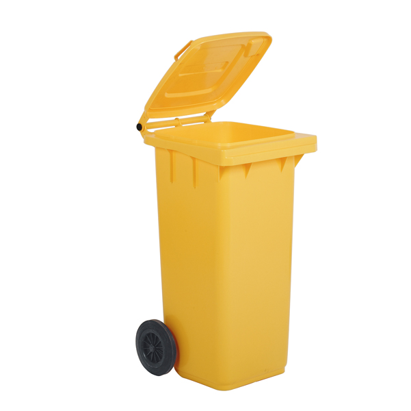 Bidone carrellato per raccolta differenziata - 240 L - giallo - Mobil Plastic