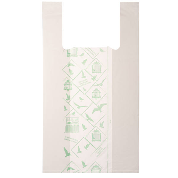 Shoppers Midi - 28 x 50 cm - mater-bi - bianco - scatola 500 pezzi