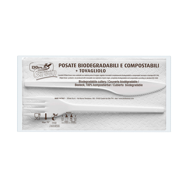 Bis posate - in estabio - con tovagliolo 2 veli - Dopla - conf. 100 pezzi