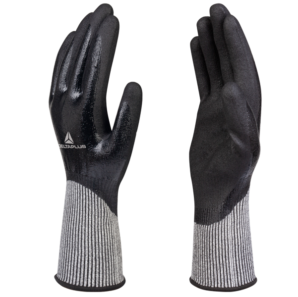 Guanti antitaglio Venicut D04 - maglia deltanocut - palmo in doppio nitrile - taglia 10 - nero - Deltaplus