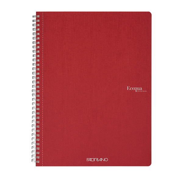Maxiquaderno Ecoqua original - A4 - 90gr - 5mm - 70 fogli - rosso scuro - spiralato - Fabriano