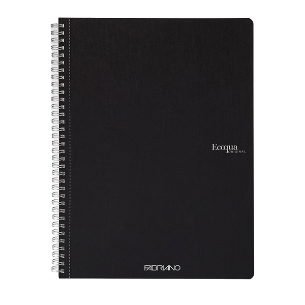 Maxiquaderno Ecoqua original - spiralato - A4 - 90 gr - 1 rigo - 70 fogli - nero - Fabriano