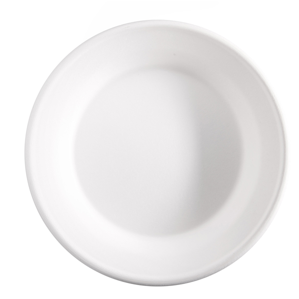 Piatto fondo monouso - rotondo - 680 ml - canna da zucchero - bianco - Signor Bio - conf. 50 pezzi