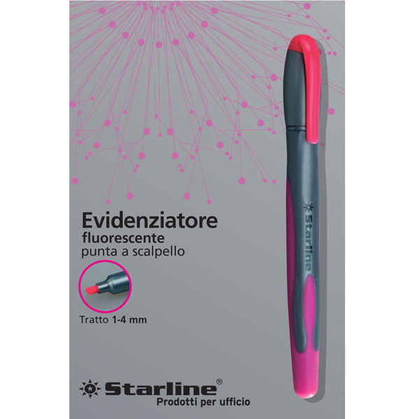 Evidenziatore a penna - punta scalpello - tratto da 1,0-4,0mm - fucsia - Starline