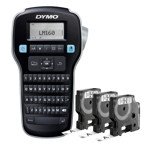 Promo pack etichettatrice Label Manager 160 - 3 nastri D1 12 mm nero / bianco inclusi - Dymo
