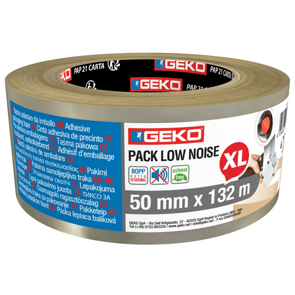 Nastro adesivo - 5 cm x 132 m - PP - silenzioso - trasparente - Geko
