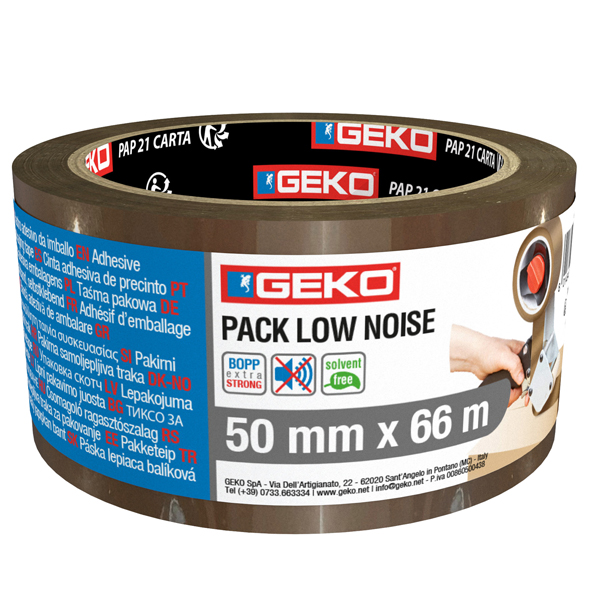 Nastro adesivo - 5 cm x 66 m - PP - silenzioso - avana - Geko