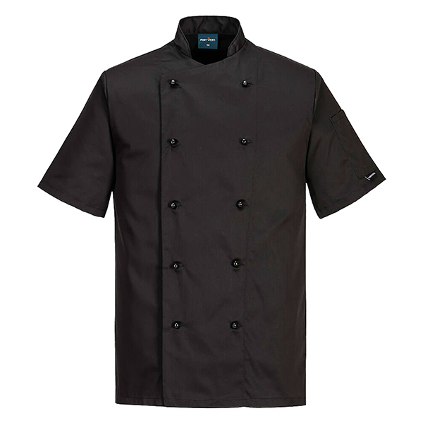 Giacca cuoco Kent - maniche corte - taglia L - nero - Portwest