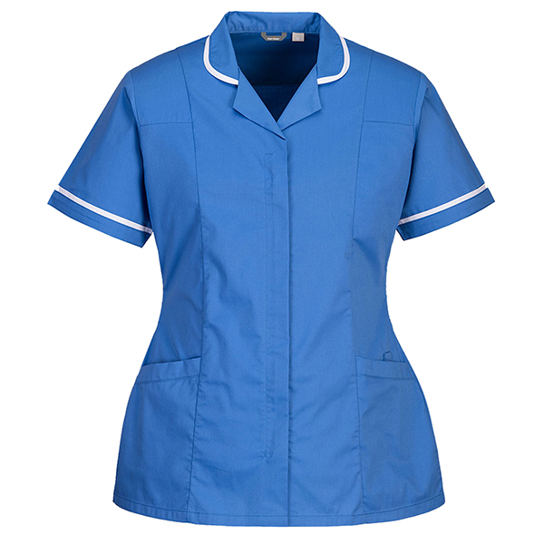 Camice da donna - maniche corte - elasticizzato - taglia L - azzurro - Portwest