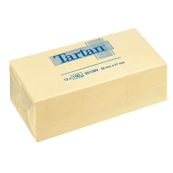 Blocco foglietti - giallo pastello - 51 x 38mm - 63gr - 100 fogli - Tartan